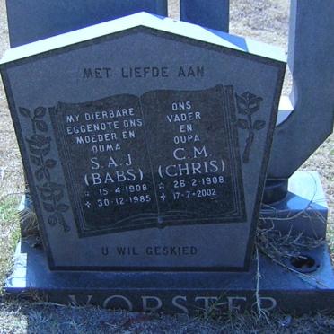 VORSTER C.M. 1908-2002 &amp; S.A.J. 1908-1985