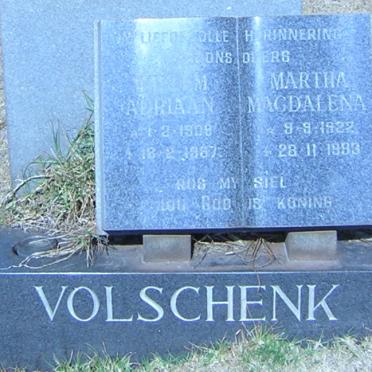 VOLSCHENK Adriaan 1908-1987 &amp; Martha Magdalena 1922-1993