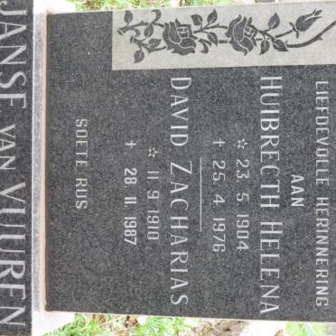 VUUREN David Zacharias, Janse van 1910-1987 &amp; Huibrecth Helena 1904-1976