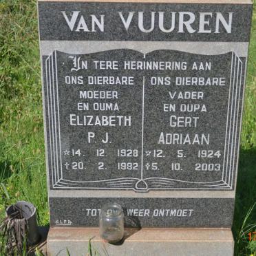 VUUREN Gert Adriaan, van 1924-2003 &amp; Elizabeth P.J. 1928-1982
