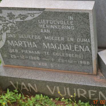VUUREN Martha Magdalena, van nee PIENAAR 1908-1988