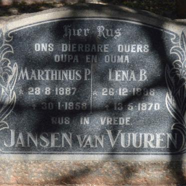 VUUREN Marthinus P., Jansen van 1887-1958 &amp; Lena B. 1898-1970