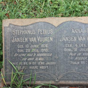VUUREN Stephanus Petrus, Jansen van 1876-1949 &amp; Anna C. 1884-1970