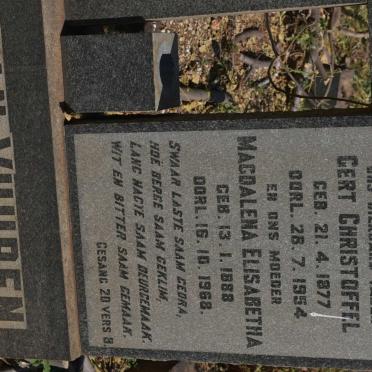 VUUREN Gert Christoffel, van 1877-1954 &amp; Magdalena Elisabetha 1888-1968