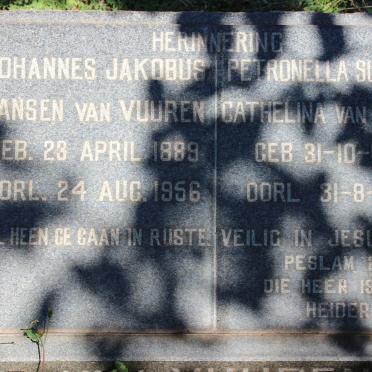 VUUREN Johannes Jakobus, Jansen van 1889-1956 &amp; Petronella Susanna Cathelina 1893-1964