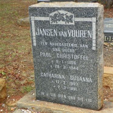 VUUREN Paul Christoffel, Jansen van 1906-1944 &amp; Catharina Susanna 1907-1991