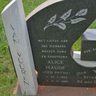 VUUREN Alice Maude, van nee PAYNE 1906-1988