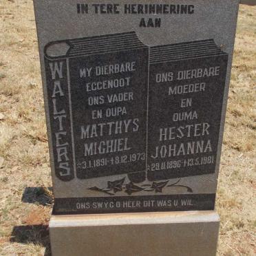 WALTERS Matthys Michiel 1891-1973 &amp; Hester Johanna 1896-1981