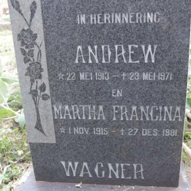 WAGNER Andrew 1913-1971 &amp; Martha Francina 1915-1981