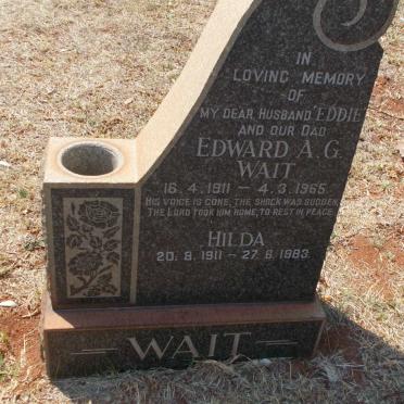 WAIT Edward A.G. 1911-1965 &amp; Hilda 1911-1983