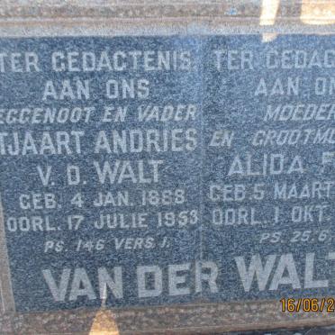 WALT Tjaart Andries, v.d. 1888-1953 &amp; Alida F. M. 1883-1966