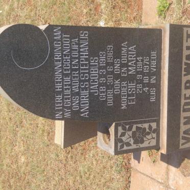 WALT Andries Stephanus Jacobus, van der 1913-1969 &amp; Elsie Maria 1914-1976