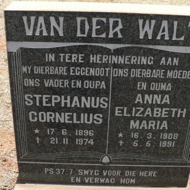 WALT Stephanus Cornelius, van der 1896-1974 &amp; Anna Elizabeth Maria 1908-1991