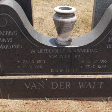WALT Jacobus Lukas Martinus, van der 1903-1976 &amp; Alida Maria Dorothea 1905-1976