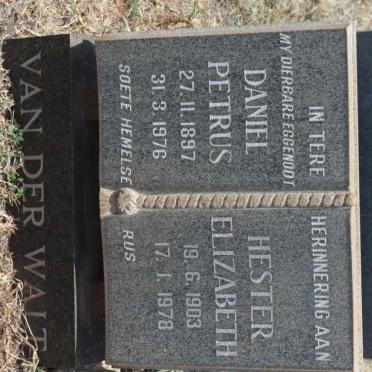 WALT Daniel Petrus, van der 1897-1976 &amp; Hester Elizabeth 1903-1978
