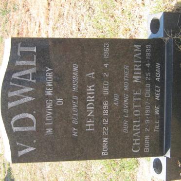 WALT Hendrik A., v.d. 1896-1963 &amp; Charlotte Miriam 1907-1993