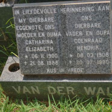 WALT Coenraad Hendrik, van der 1908-1990 &amp; Catharina Elizabeth 1900-1988