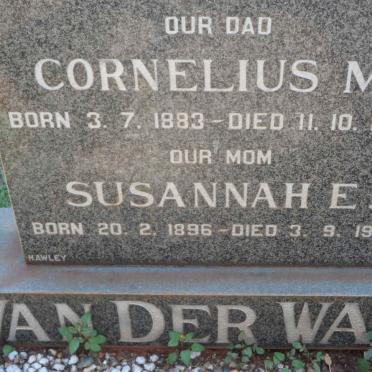 WALT Cornelius M., van der 1883-1968 &amp; Susannah E. 1896-1974