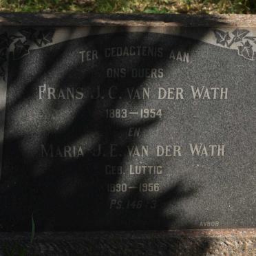 WATH Frans J.C., van der 1883-1954 &amp; Maria J.E. LUTTIG 1890-1956