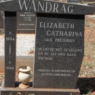 WANDRAG Elizabeth Catharina nee PRETORIUS 1904-1986