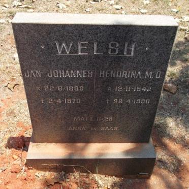 WELSH Jan Johannes 1899-1970 &amp; Hendrina M.D. 1942-1980