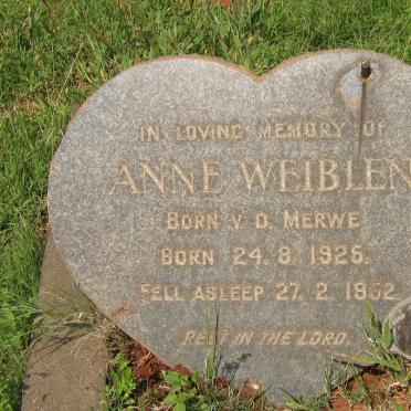 WEIBLEN Anne nee V.D. MERWE  1925-1952