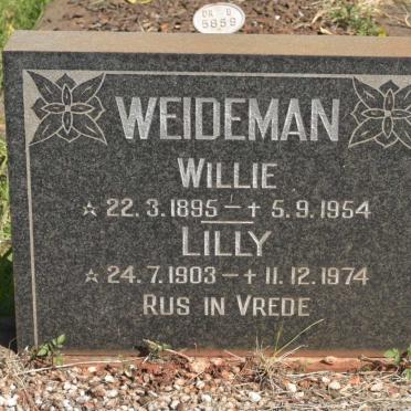 WEIDEMAN Willie 1895-1954 &amp; Lilly 1903-1974
