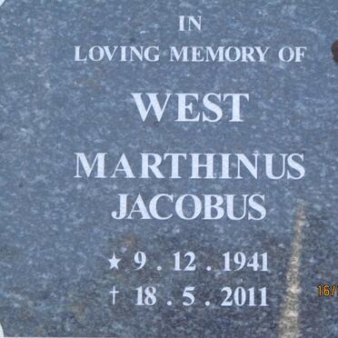 WEST Marthinus Jacobus 1941-2011