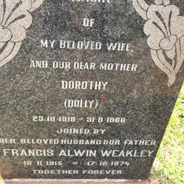 WEAKLEY Francis Alwin 1915-1974 &amp; Dorothy 1918-1968