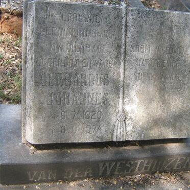 WESTHUIZEN Gerhardus Johannes, van der 1920-1974