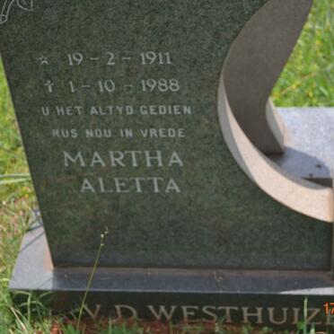 WESTHUIZEN Martha Aletta, v.d. 1911-1988