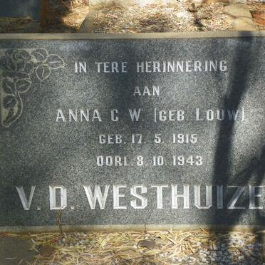 WESTHUIZEN Anna C.W., v.d. nee LOUW 1915-1943