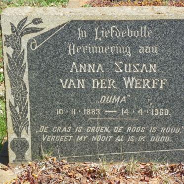 WERFF Anna Susan, van der 1883-1960