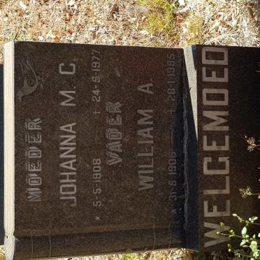 WELGEMOED William A. 1906-1985 &amp; Johanna M.C. 1908-1977