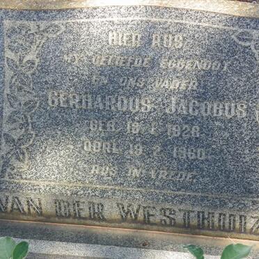 WESTHUIZEN Gerhardus Jacobus, van der 1928-1960