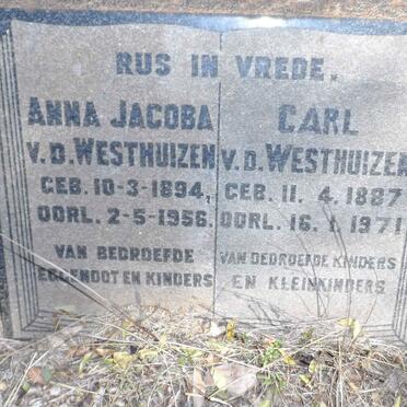 WESTHUIZEN Carl, v.d. 1887-1971 &amp; Anna Jacoba 1894-1956