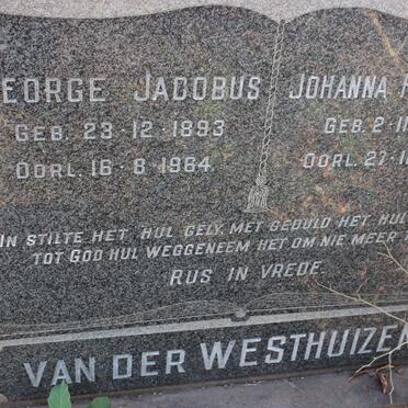 WESTHUIZEN George Jacobus, van der 1893-1964 &amp; Johanna Petronella 1898-1966