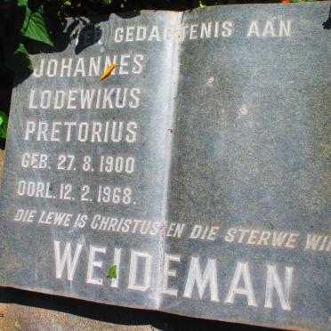 WEIDEMAN Johannes Lodewikus Pretorius 1900-1968