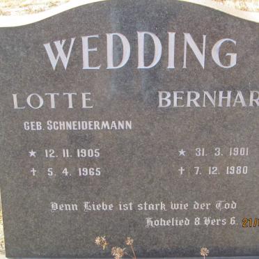 WEDDING Bernhard 1901-1980 &amp; Lotte SCHNEIDERMANN 1905-1965