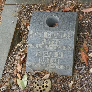 KOTZE John Charles 1902-1975 &amp; Susan M. 1908-1987