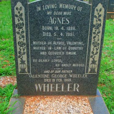WHEELER Valentine George -1959 &amp; Agnes 1886-1951