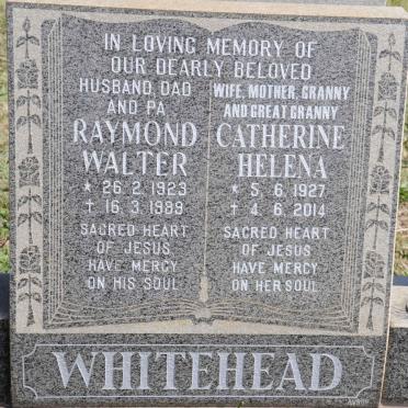 WHITEHEAD Raymond Walter 1923-1989 &amp; Catherine Helena 1927-2014