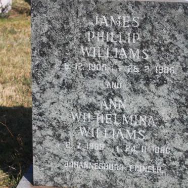 WILLIAMS James Phillip 1905-1985 &amp; Ann Wilhelmina 1899-1986