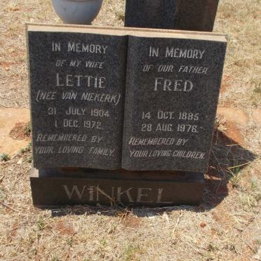 WINKEL Fred 1885-1976 &amp; Lettie VAN NIEKERK 1904-1972