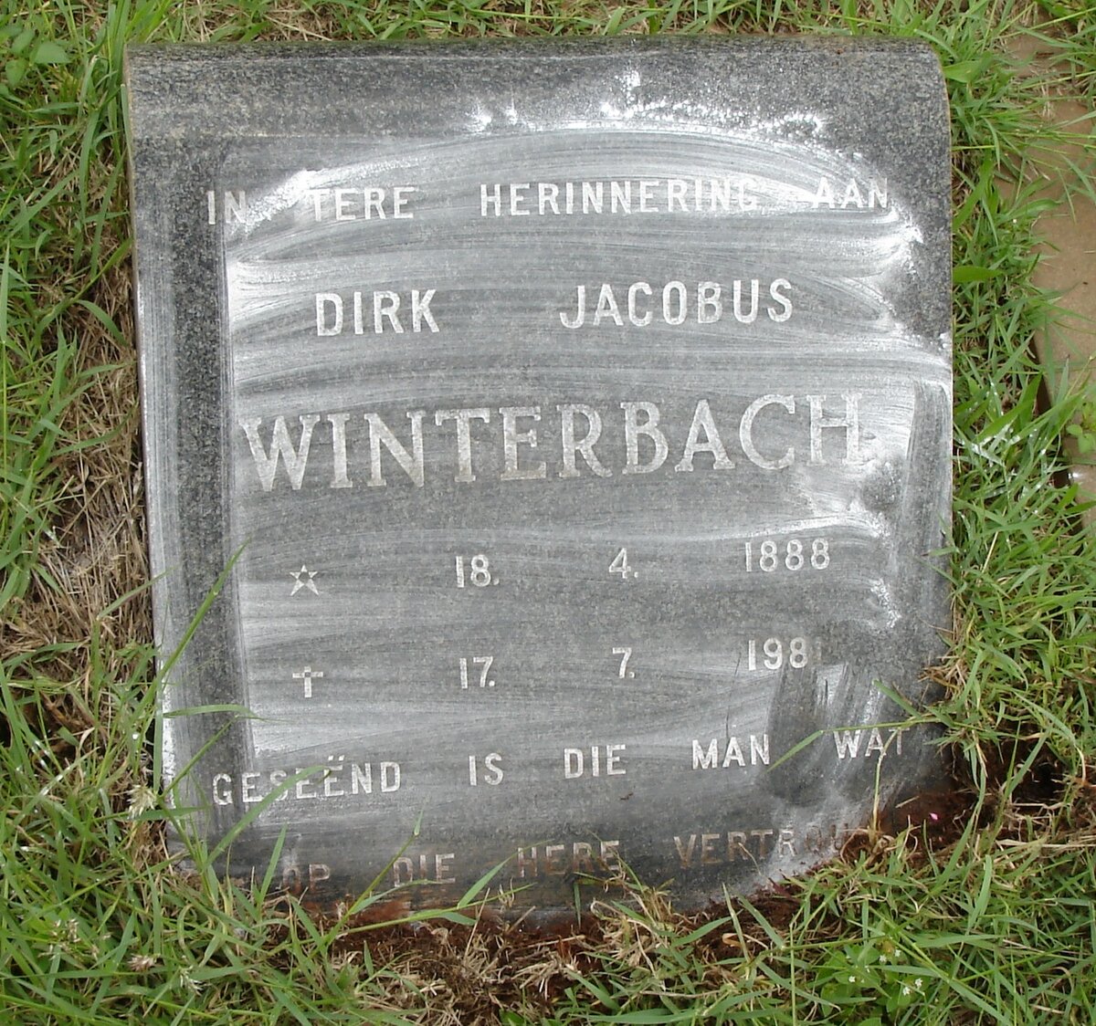 WINTERBACH Dirk Jacobus 1888-1981