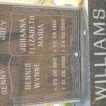 WILLIAMS Dennis Wynne 1912-1966 &amp; Johanna Elizabeth Maria 1919-1990