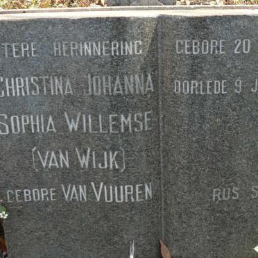 WILLEMSE Christina Johanna Sophia voorheen VAN WIJK nee VAN VUUREN 1908-1964