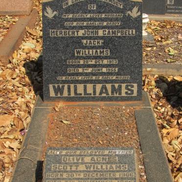 WILLIAMS Herbert John Campbell 1906-1955 &amp; Olive Agnes Scott 1906-1955