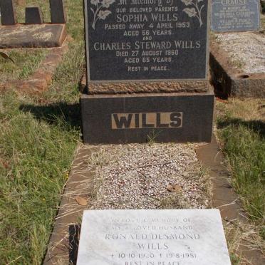 WILLS Charles Steward 1960 &amp; Sophia -1953 :: WILLS Ronald Desmond 1920-1981