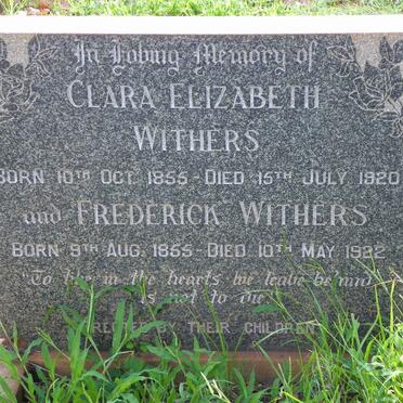 WITHERS Frederick 1855-1922 &amp; Clara Elizabeth 1855-1920 :: McCANN Thomas George 1890-1943 &amp; Clara Elizabeth 1894-1967